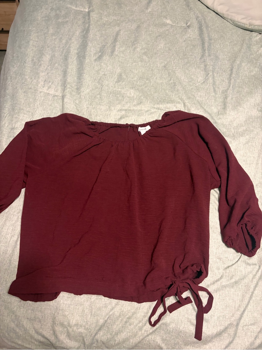 Nine West Burgundy Tie-Detail Blouse